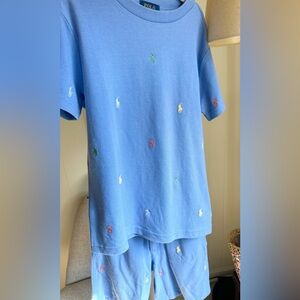 Polo by Ralph Lauren Kids Blue Polo with Colorful Embroidery